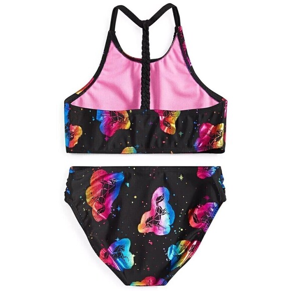 Breaking Waves Big Girls 2-Pc. High Neck Allover Unicorn Swimsuit Multi Size 7 - Picture 2 of 3